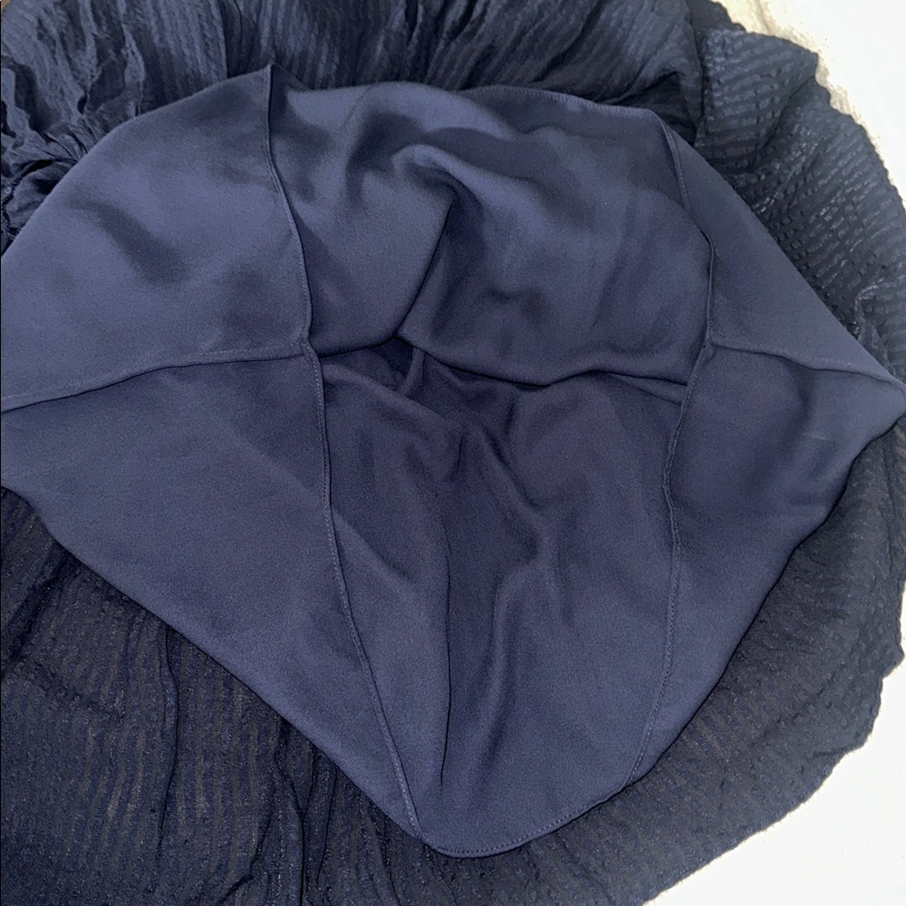 WITCHERY Stripe Pintuck Dress Navy Drop Shoulder, Waist Dress Button Front Sz 8 - Picture 15 of 15